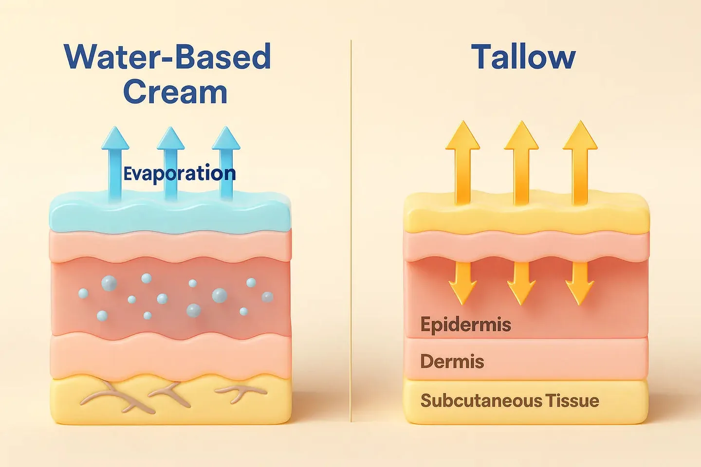 Water-Based vs Tallow Skin Layers